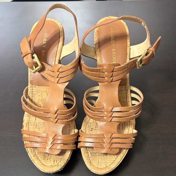 Audrey Brooke Tan Wedge Sandals - Picture 2 of 5
